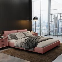 意式极简轻奢床真皮床1.8米双人床现代简约主卧室网红床ins风皮床